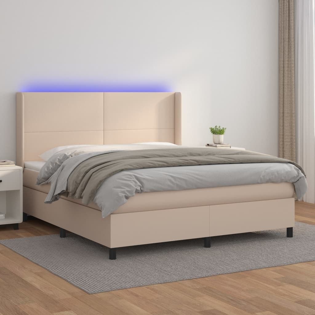 "2026 Promotion" Boxspringbett mit Matratze - & LED - Cappuccino-Braun 160x200cm - Polsterbett CC8156