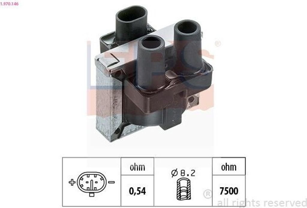 EPS 1.970.146 Zündspule für FIAT PANDA (169) PUNTO (188) Doblo Cargo (223) Doblo Kombi (119, 223) Seicento / 600 Schrägheck (187) Panda Schrägheck