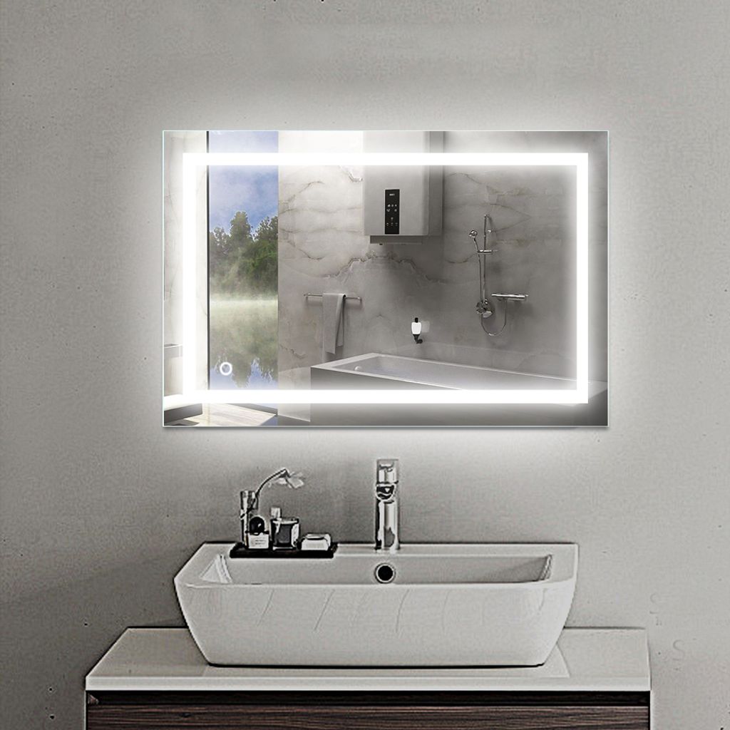 Wohnen & Einrichten Wohnaccessoires Spiegel Badspiegel Vertikal mit LED Badspiegel 60x80 cm 