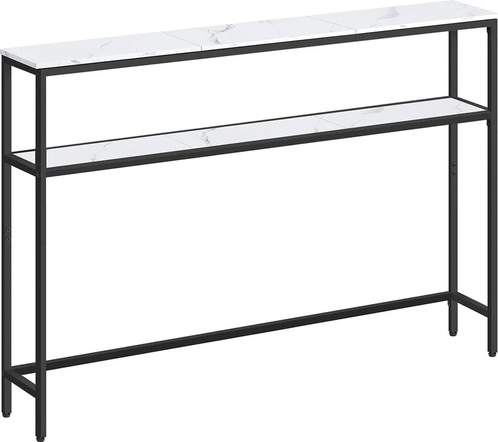 Console étroite de 120 cm avec étagère et structure métallique robuste
