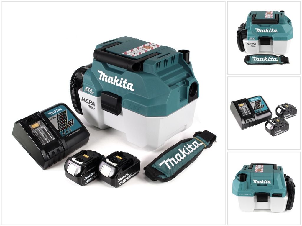 Makita DVC 750 LRMX3 Akku Staubsauger Nass und Trockensauger 18 V tragbar + 2x 4,0 Ah Akku und Lader- ohne Zubehör