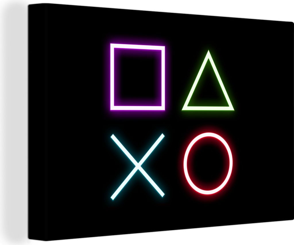 OneMillionCanvasses - Leinwandbilder - 150x100 cm, Gaming - Neon - Konsole - Schwarz - Controller - Gaming, Wandbilder Kunstdruck Wanddekoration ...