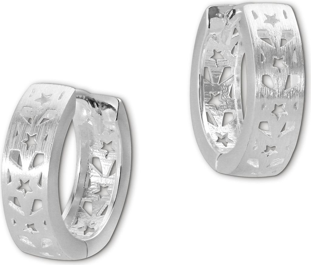SilberDream Creolen 15mm Ohrringe 925 Silber Schmuck Sterne Muster D2SDO4279M