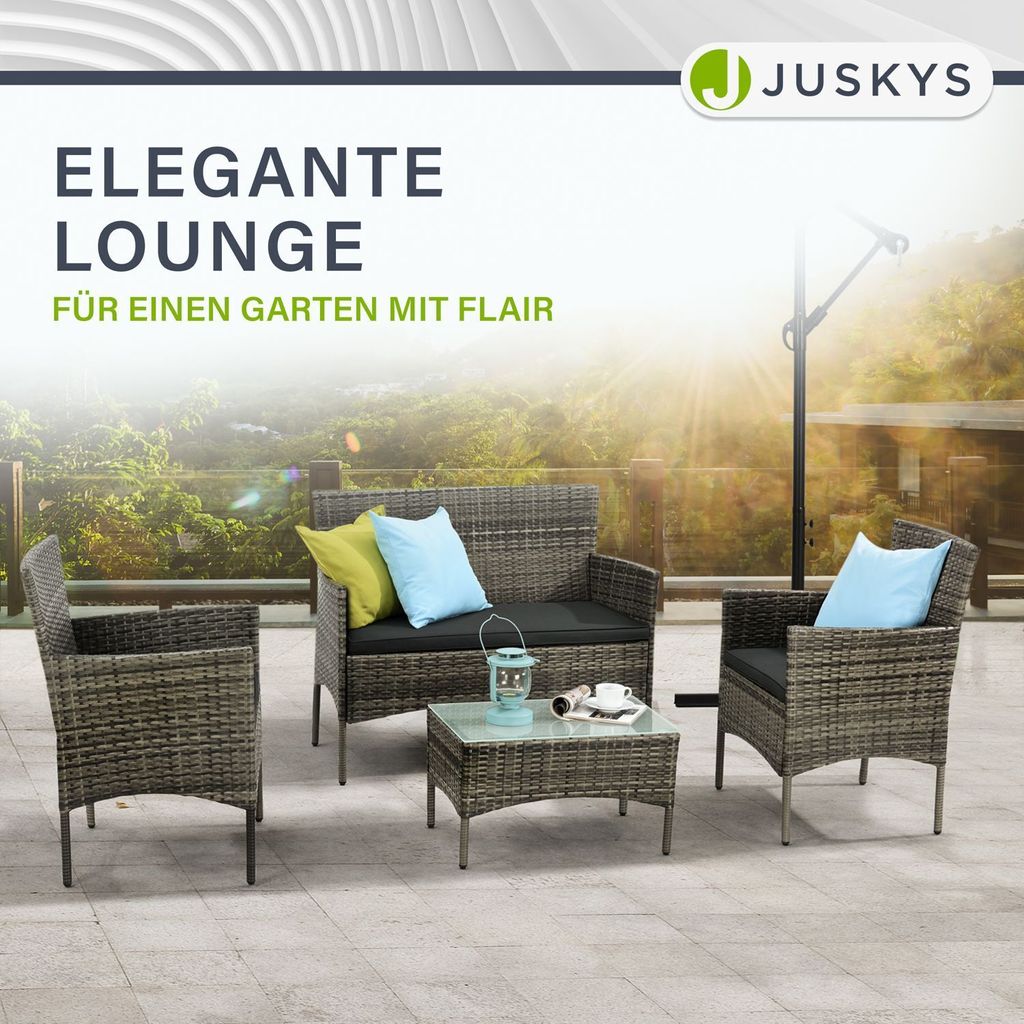 Juskys Polyrattan Gartenmöbel-Set Fort Myers - Tisch, Sofa Produktbild 4