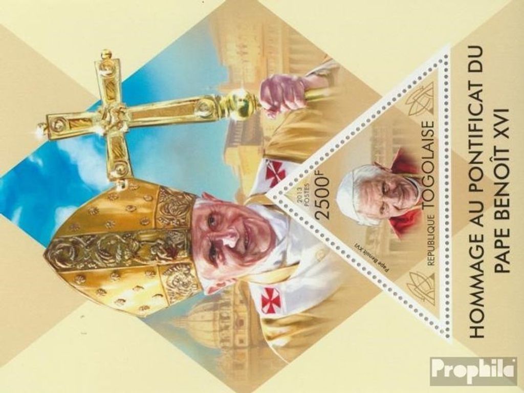 Briefmarken Togo 2013 Mi Block 835 (kompl. Ausgabe) postfrisch Papst Benedikt XVI