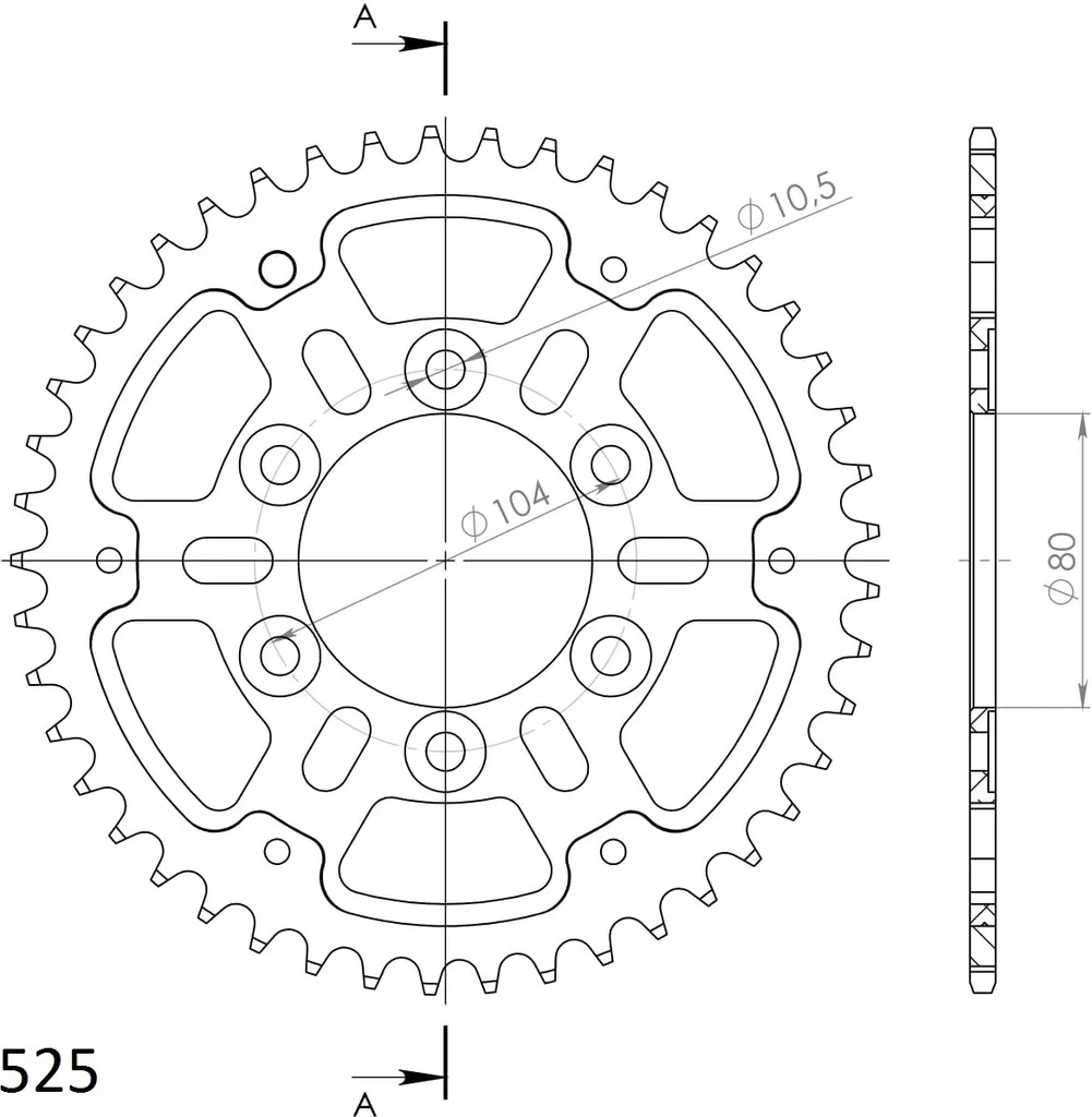 Couronne Supersprox 525 45 dents pour Kit Chaîne Moto RST-1489:45