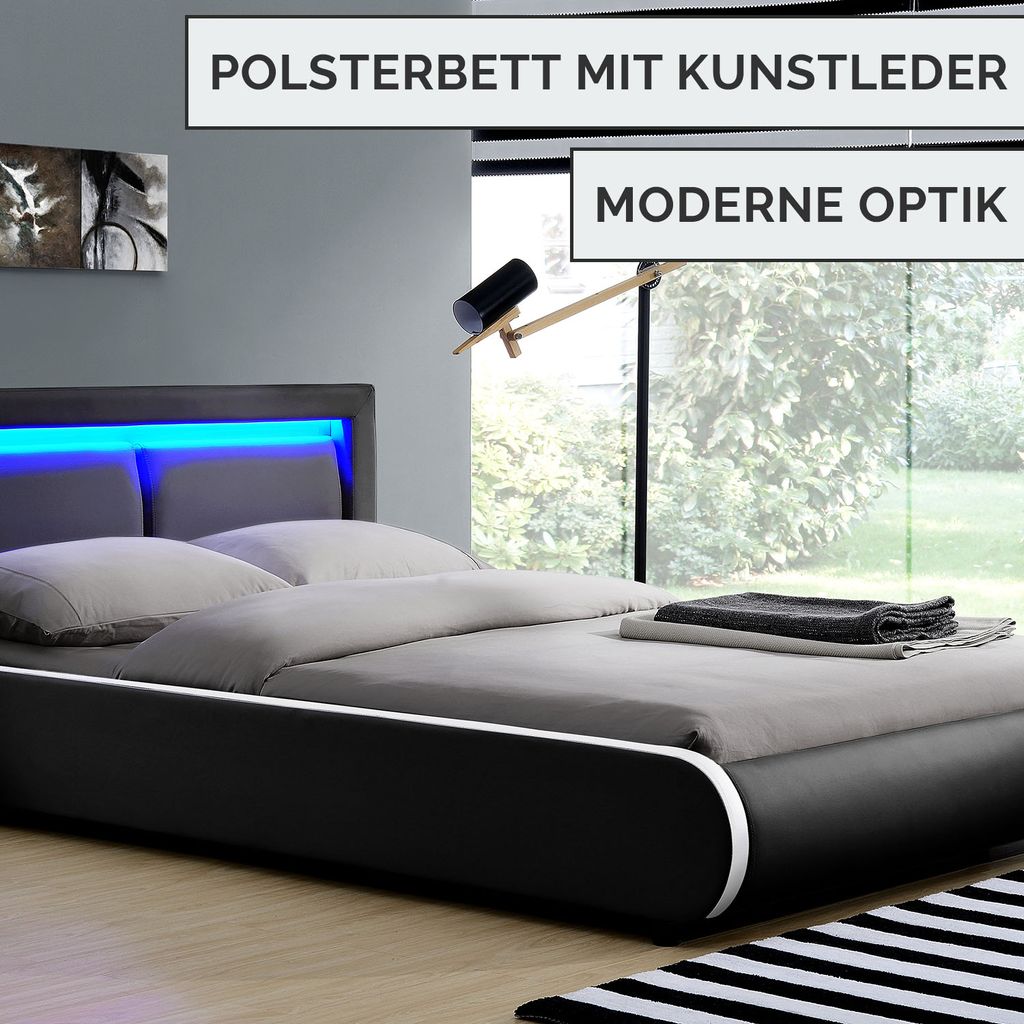 Polsterbett My.Bed Matratze 140x200cm Braun/schwarz Kunst-Leder Doppelbett