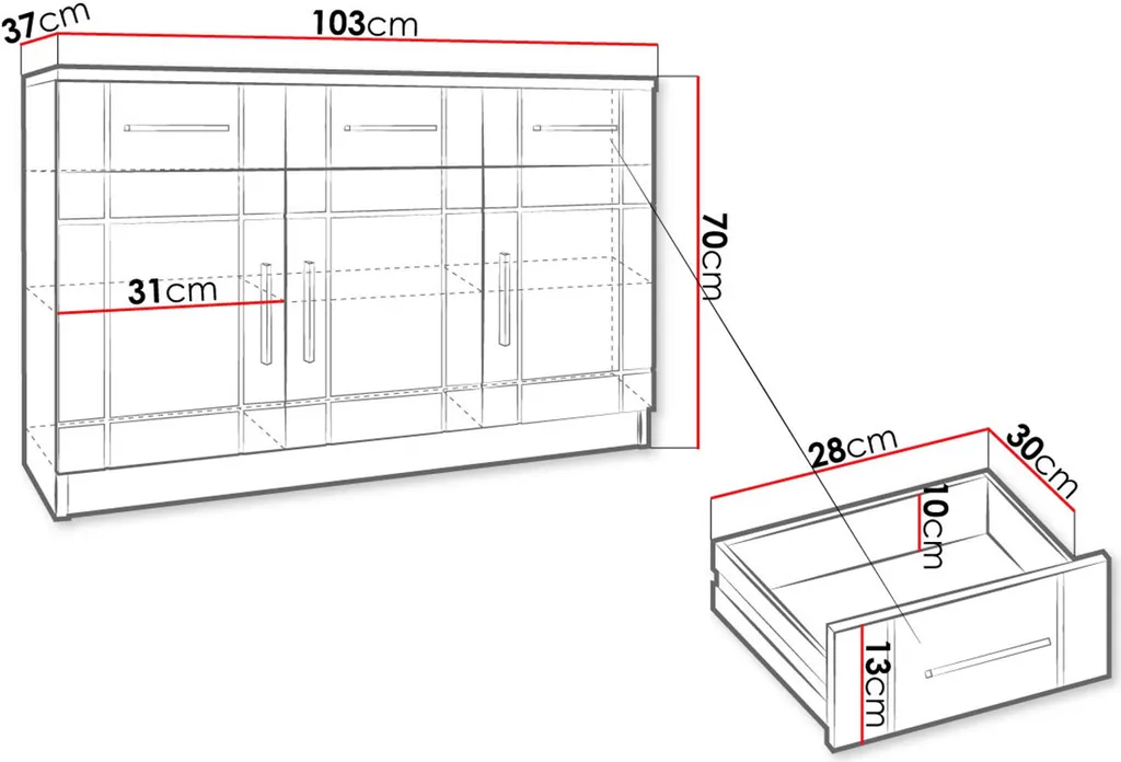 Commode de rangement KILEEN en chêne Sonoma avec penderie intégrée - 3