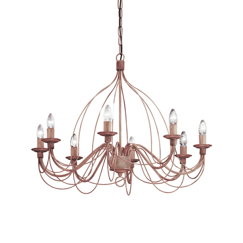 Lustre Rustique Métal Corten 8 Lumières - Solution Déco Shabby Chic