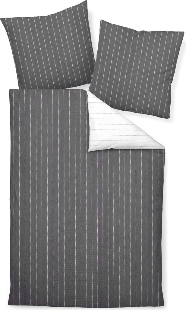 Janine Design Mako-Soft-Seersucker Bettwäsche-Garnitur TANGO 20020 Farbe titan Größe 155x200 + 80x80 cm