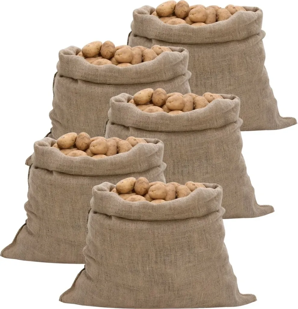 Sacs de stockage pour récolte et jardinage 100x110 cm en jute lot de 5