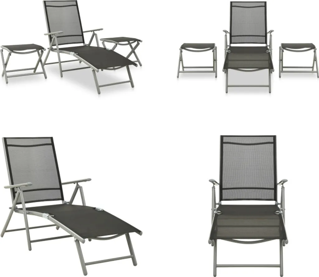 Set Salotto Esterno Alluminio e Textilene vidaXL Argento 3pz