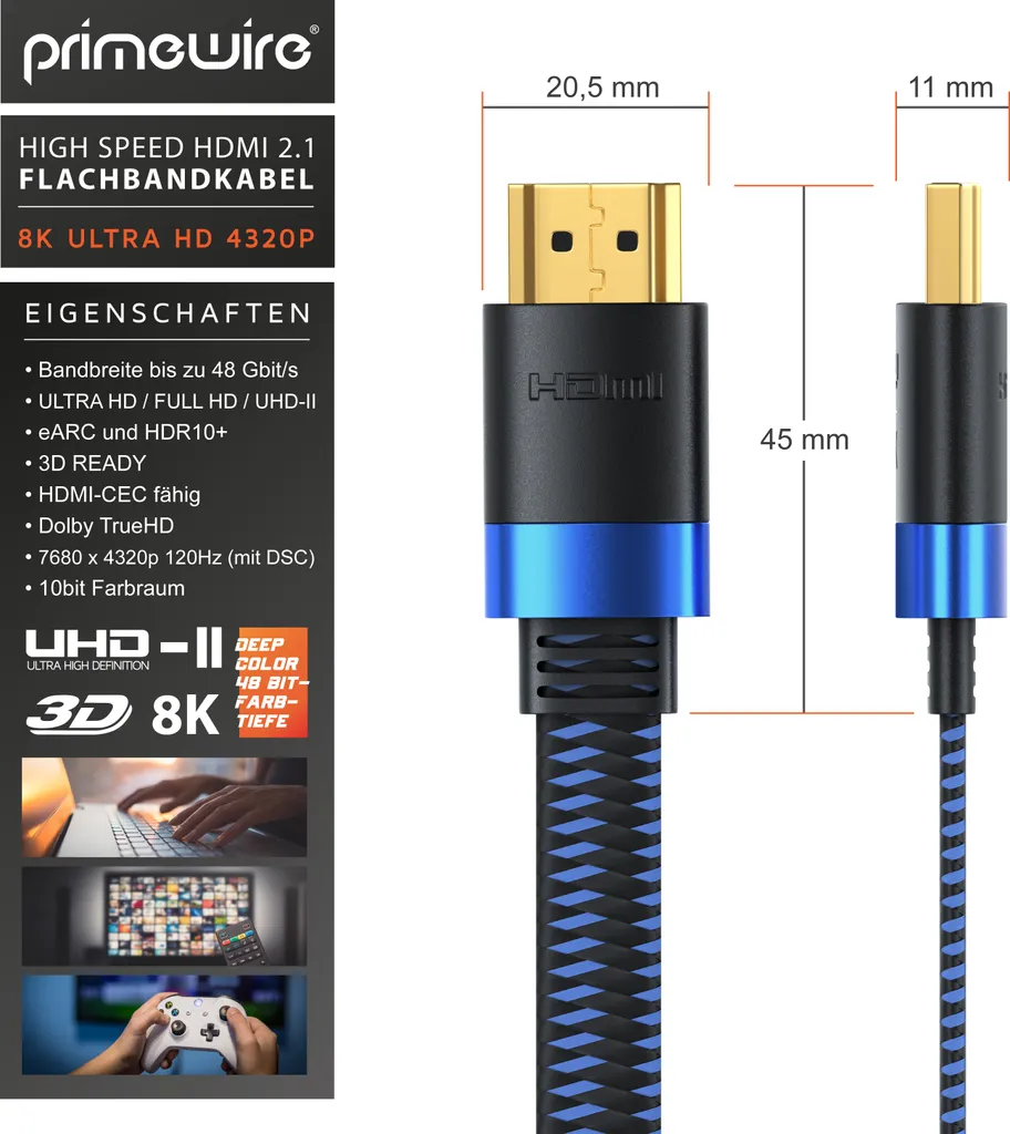 Primewire 8k HDMI Kabel 2.1 Flachbandkabel Kaufland.de