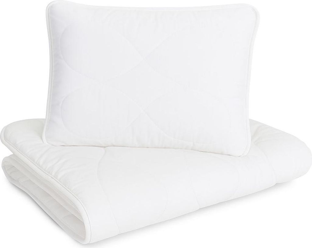 Baby Bettdecke 100x135 cm mit Kissen 40x60 cm – Weiches Bettdecken-Set aus Mikrofaser für Kinderbett & Kleinkind – Weißes Set für Babys und ...