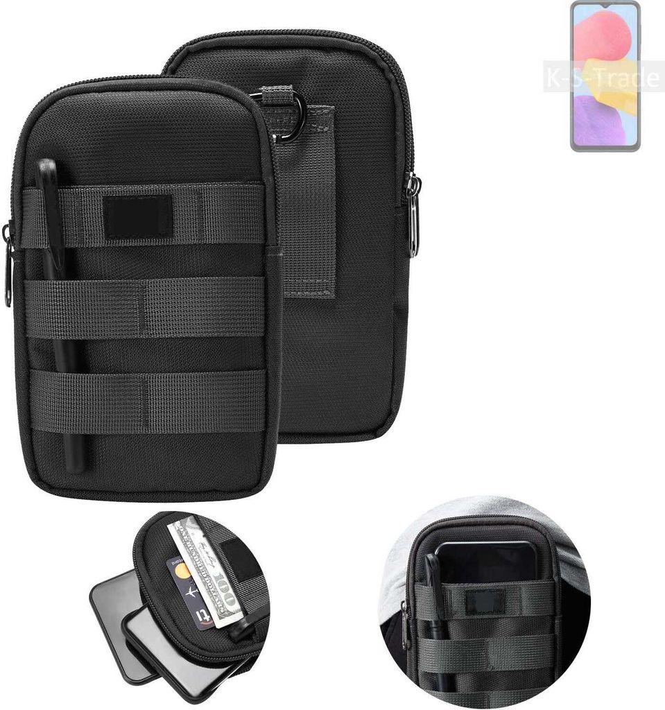 K-S-Trade Holster Gürtel Tasche kompatibel mit Samsung Galaxy M13 Handy Tasche Schutz Hülle dunkel-grau viele Fächer, 1x