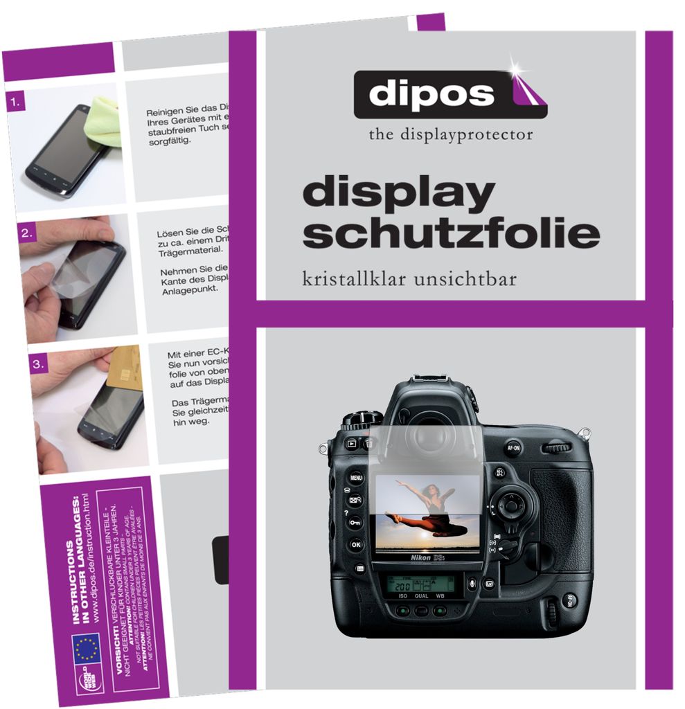 5x Schutzfolie für Nikon D3S klar Displayschutzfolie Folie Display Schutz dipos