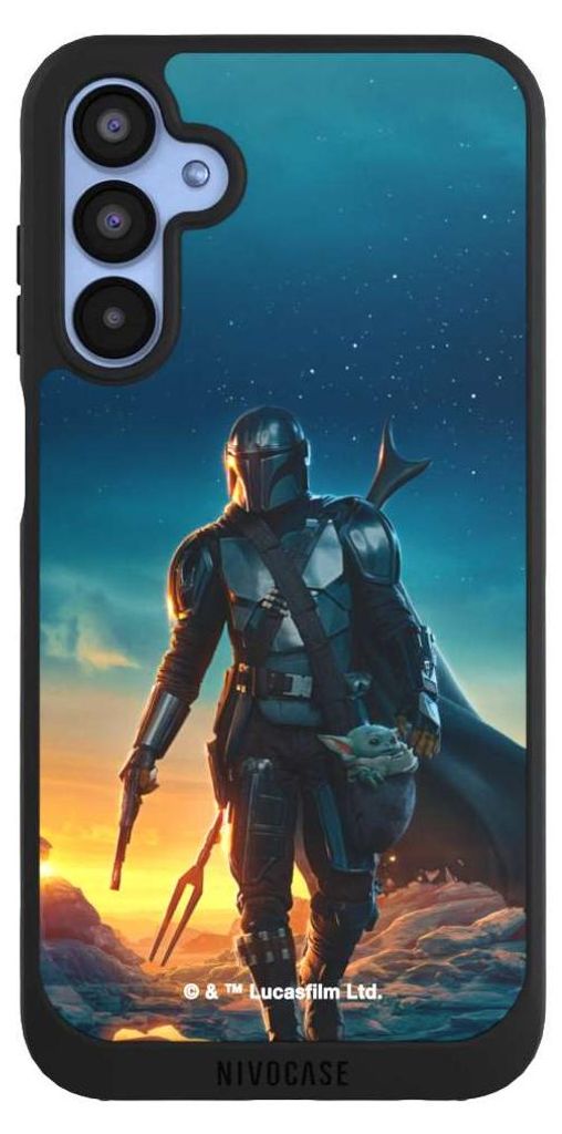 NIVOCASE Handyhülle für Samsung Galaxy A15 5G Hülle NIVOpure Case Schwarz Sonnenuntergang Star Wars The Mandalorian