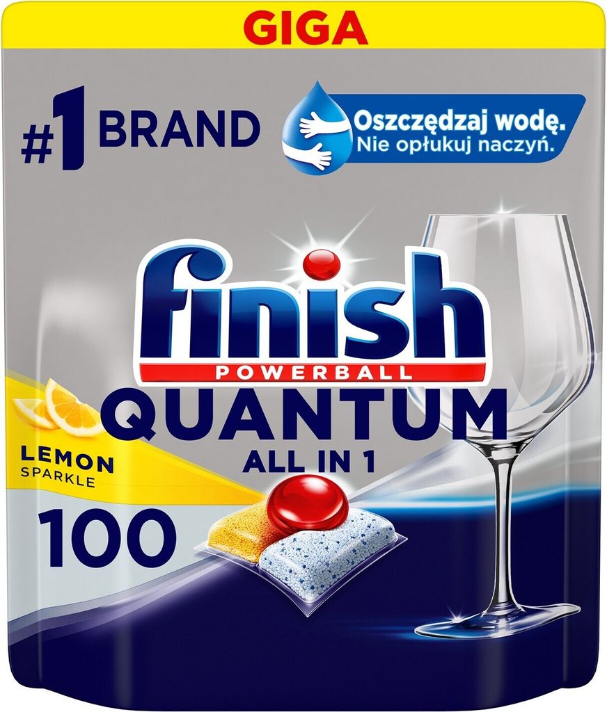 Finish Quantum Alles in Einem Zitronen-Kapseln für Geschirrspüler, 100 Stück