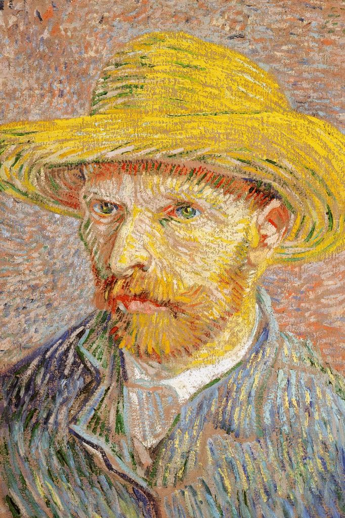 Plakat 20x30cm Selbstporträt mit Strohhut, Van Gogh Vintage