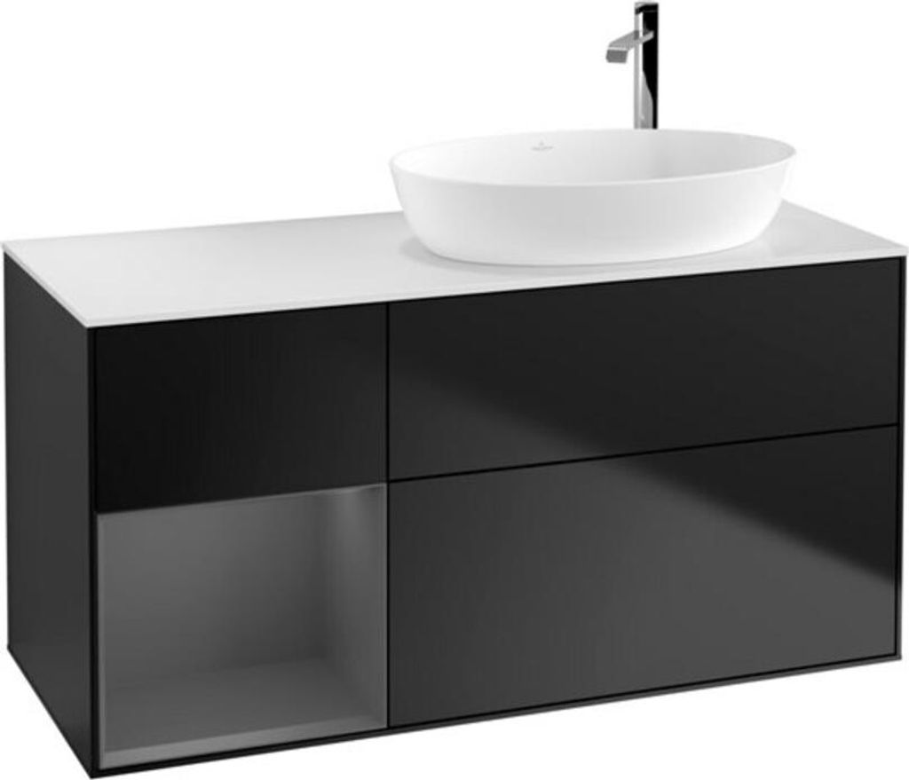V&B Waschtischunterschrank Wandbeleuchtung Finion 120cm, Pl w m, Rg A m Lac, bla m Lac
