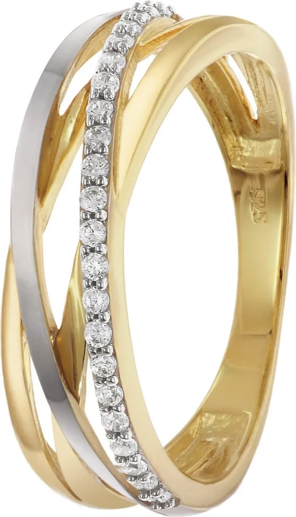 Bague Femme Argent 925 Inoxydable Bicolore Zirconium Durable Taille 56