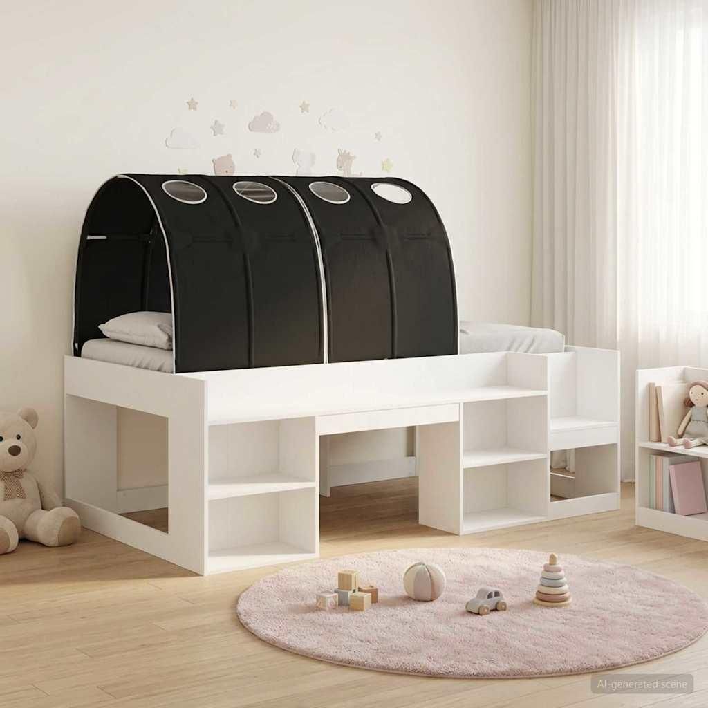 Maison Exclusive - Hochbett für Kinder mit Stauraum Weiß und Schwarz Holzwerkstoff