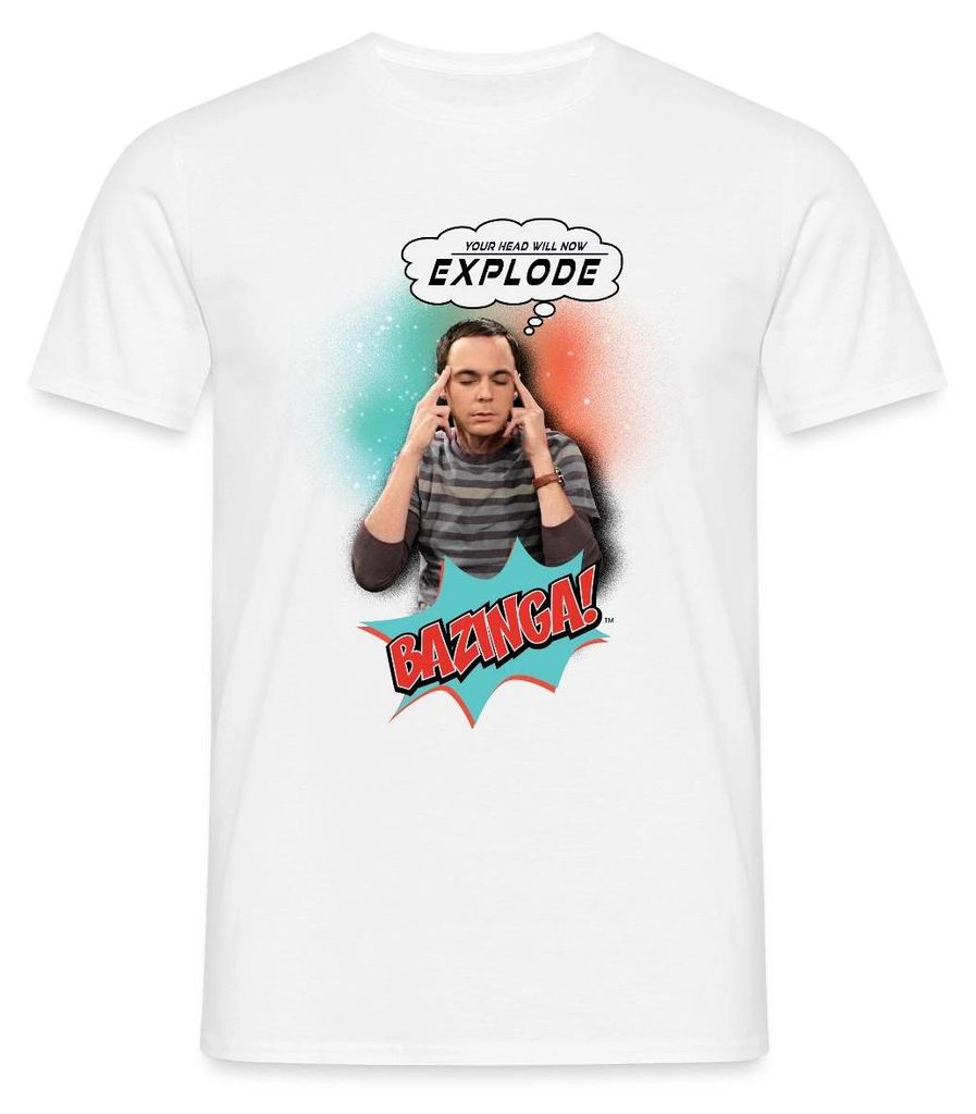Spreadshirt The Big Bang Theory Sheldon Head Will Explode Männer T-Shirt, 3XL, Weiß