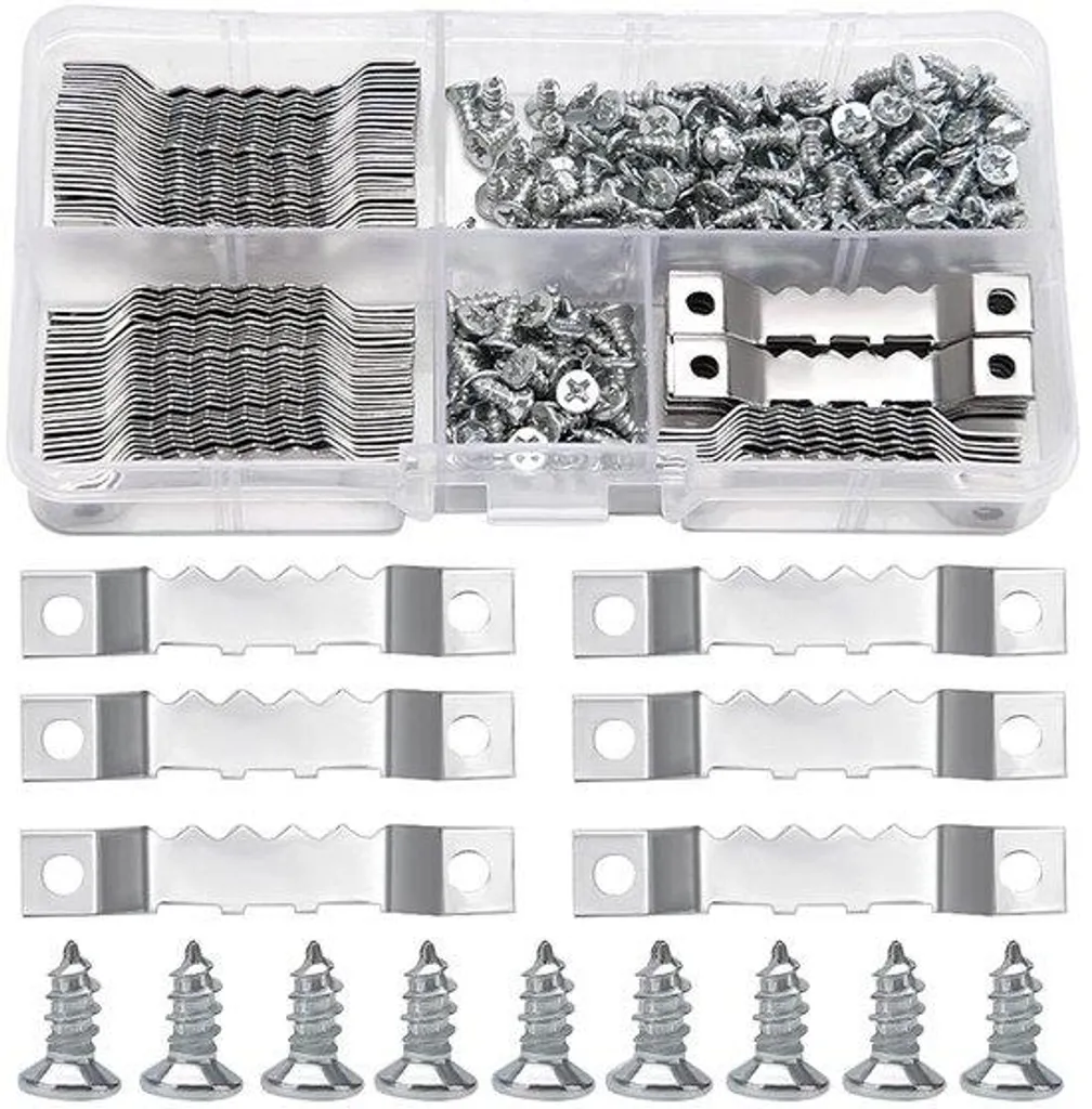 Attaches pour Cadres Photo Zaunt Argentées avec Vis de Fixation 85pcs