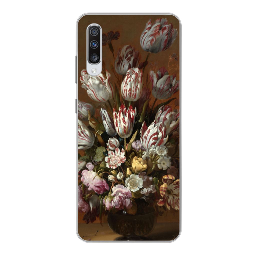 MuchoWow Handyhülle Schutzhülle Hülle für Samsung Galaxy A70 Kunst - Blumen - Stillleben - Alte Meister - Vintage Silikon Softcase Handy Hül...