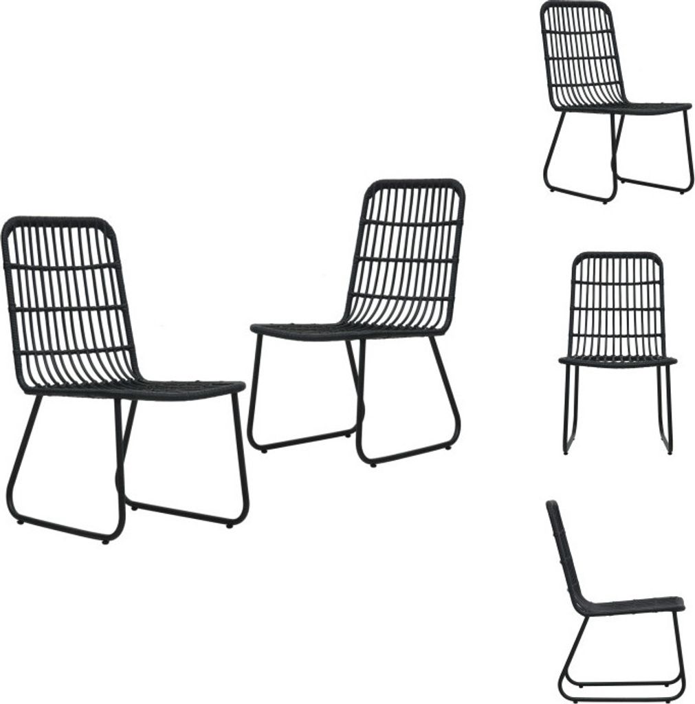 vidaXL Gartenstühle 2 Stk. Poly Rattan Schwarz - Gartenstühle