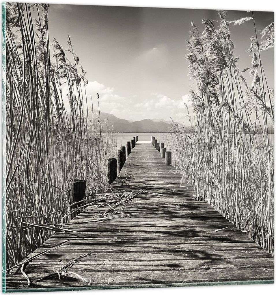 Bilder auf glas - Einteilig - Brücke Pier Sepia - 70x70cm - Glasbilder - Wandbilder - Bilder - zum Aufhängen bereit - Wanddekoration aus Glas - G...