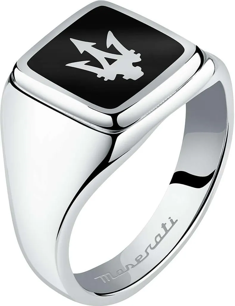 Maserati Bague Homme Black Enamel en Acier Inoxydable Argenté J8190