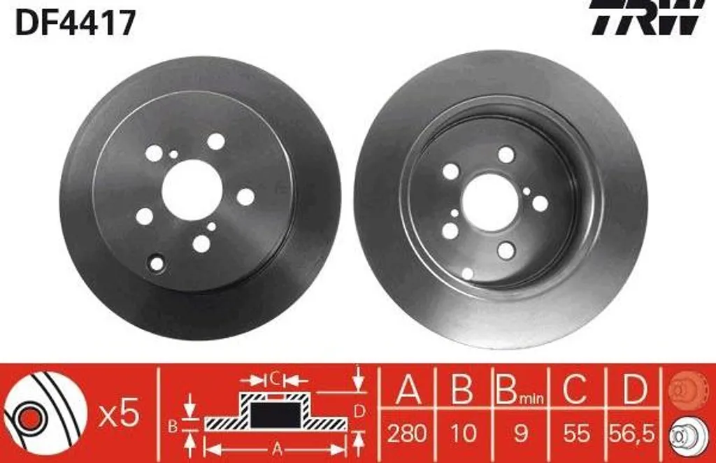 Stop aux vibrations : Disque de frein TRW DF4417 pour Toyota Avensis