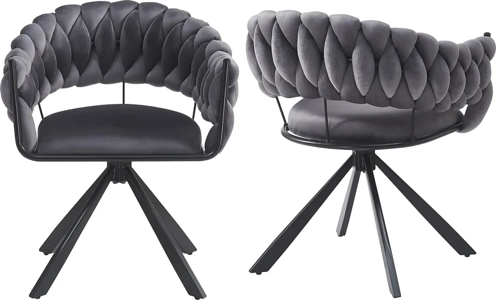 Chaise de luxe légère pour salon et coiffeuse en velours gris moderne - 2