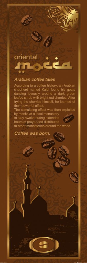 Kaffee Kunstdruck Bild - Mokka, Orientalische Kaffee-Legende, In Englisch (158 x 53 cm)