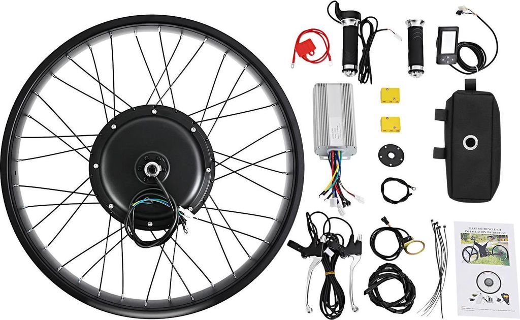 E-Bike Umbausatz - Hinterrad-Nabenmotor 1500W 48V - Für 66 cm x 10,2 cm Fatbike-Rad - Controller 35A - LCD-Display - Drehgasgriff