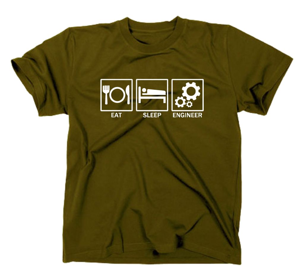 Styletex23 T-Shirt Eat Sleep Engineer Fun, oliv, XXL