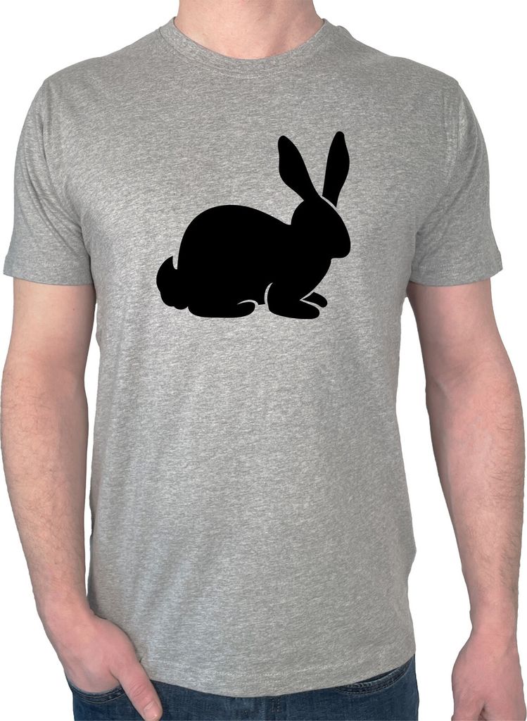 Huuraa Herren T-Shirt Hase Kaninchen Silhouette M Sport Grey Bio Baumwolle Fairtrade Herrenshirt Geschenkidee