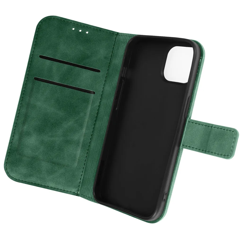 Custodia Libretto iPhone 14 Verde Soft Touch - Protezione Premium 360 - 2