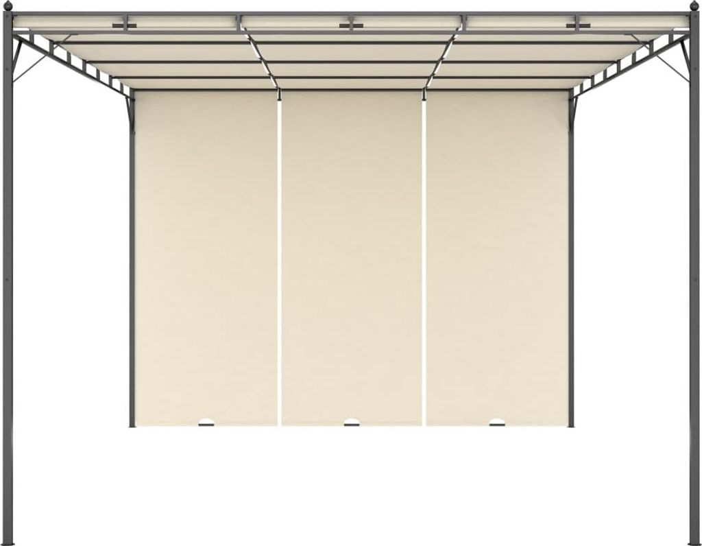 vidaXL Gartenpavillon mit Seitenvorhang 4x3x2,25 m Creme