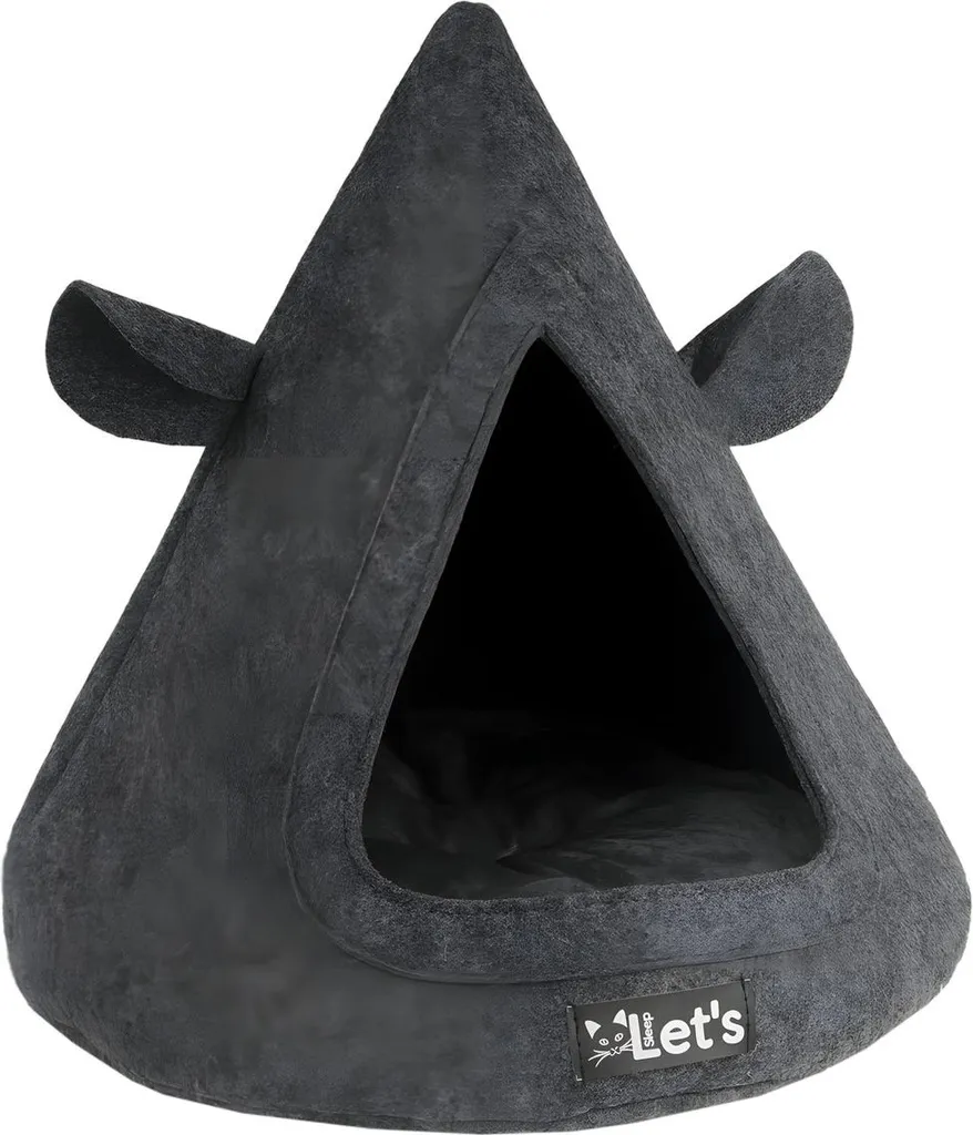 Cave pour chat maisonnette chien gris anthracite pour repos et calme