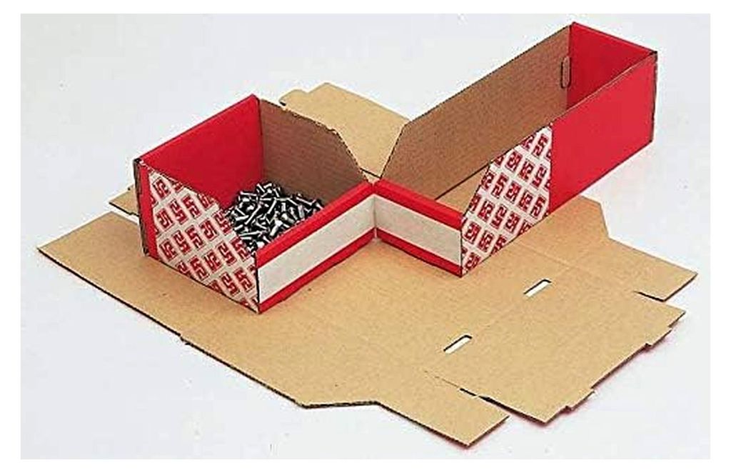 Lagerbox Rot aus Karton, 100mm x 75mm x 300mm, 25 Stück pro Packung