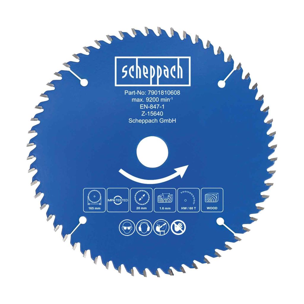 Scheppach HW Kreissägeblatt - Ø165 x 20 x 1 x 1,6 mm | 60 Produktbild 