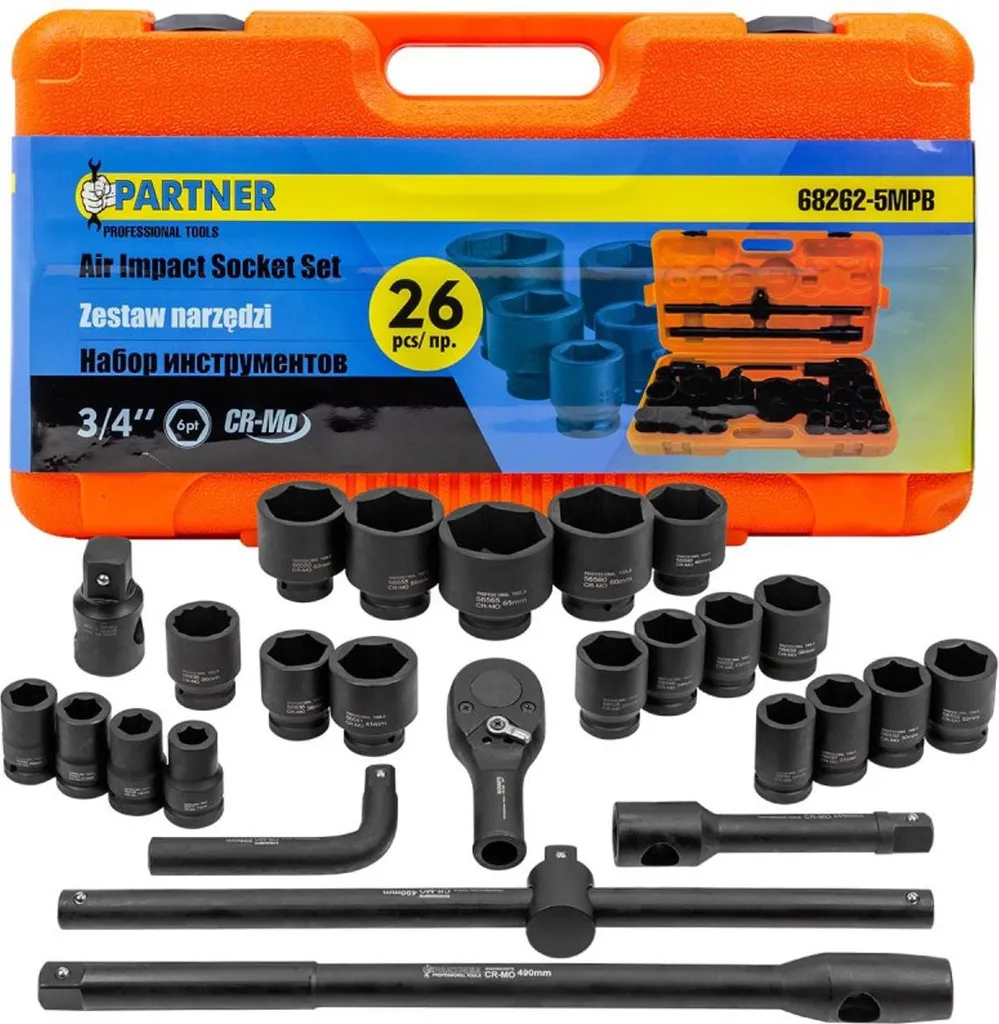 Chiave a impulsi 3/4'' 17-65 mm esagonale Valigetta 26 pezzi