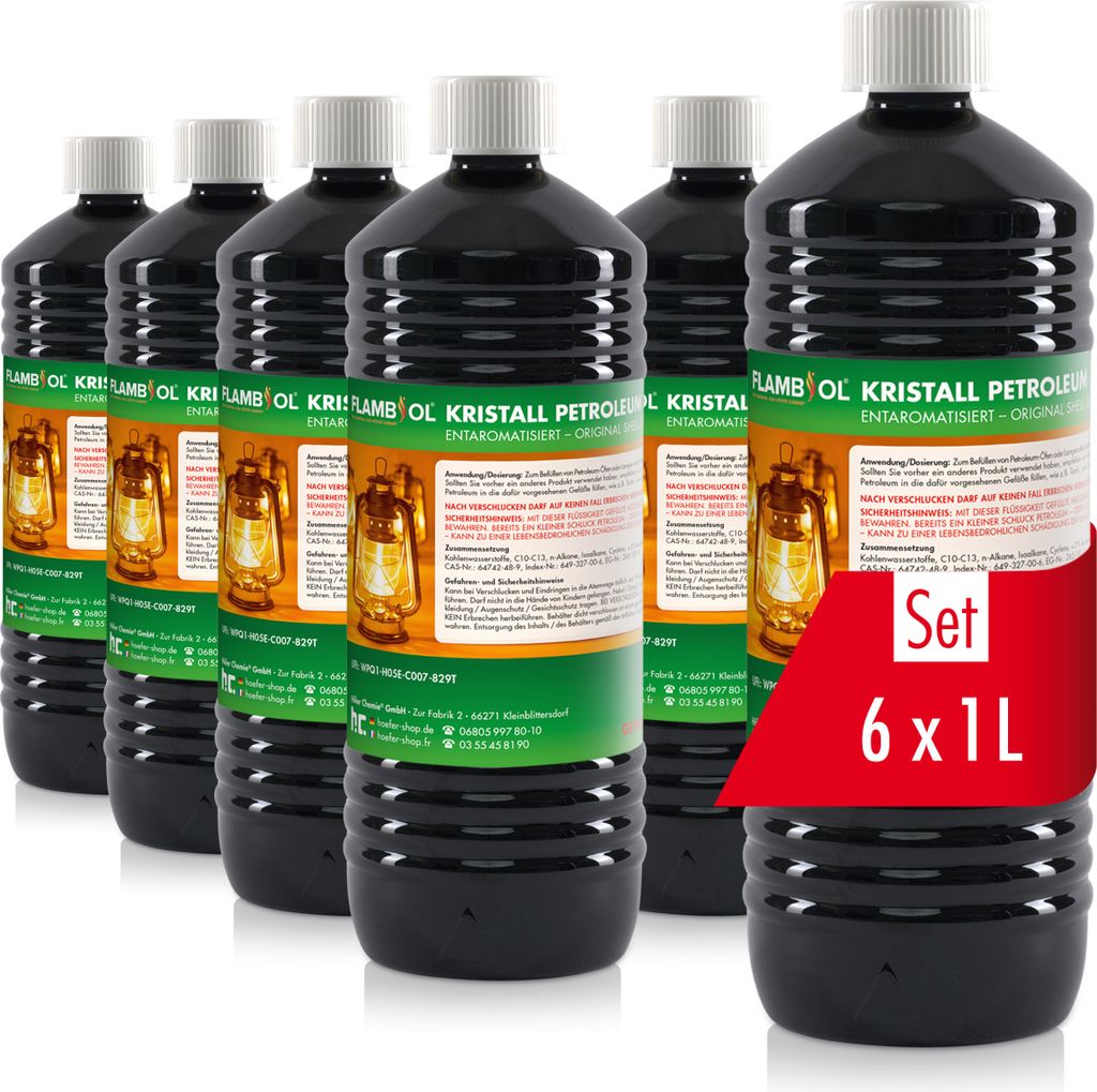 6x 1 L FLAMBIOL Petroleum Heizöl in Flaschen