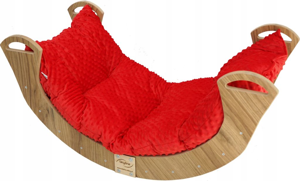 Skyline Kletterbogen Klettergerüste Kletterdreieck Baby Kletterwippe Holzbogen für Kinder Montessori Klappbar Eichenimitat, mod.C,85x43x42cm, Rot