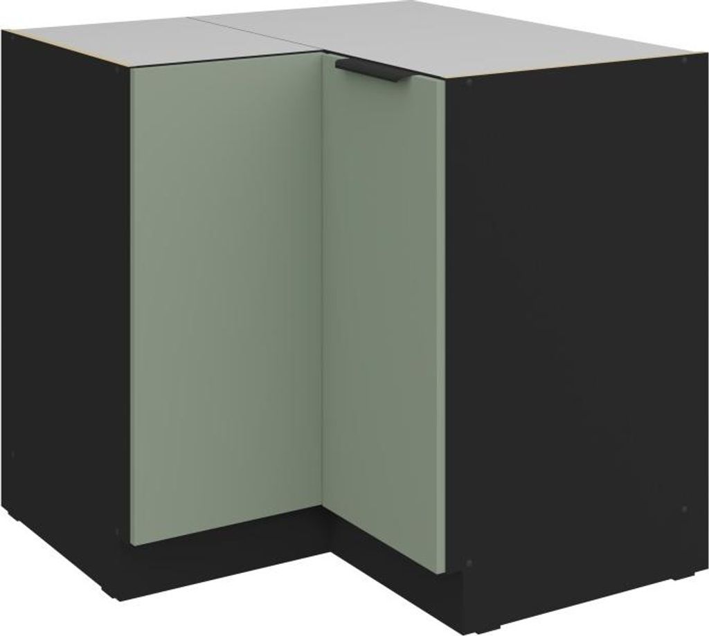 LUNARA Eckunterschrank – 90x90 cm, grün/schwarz