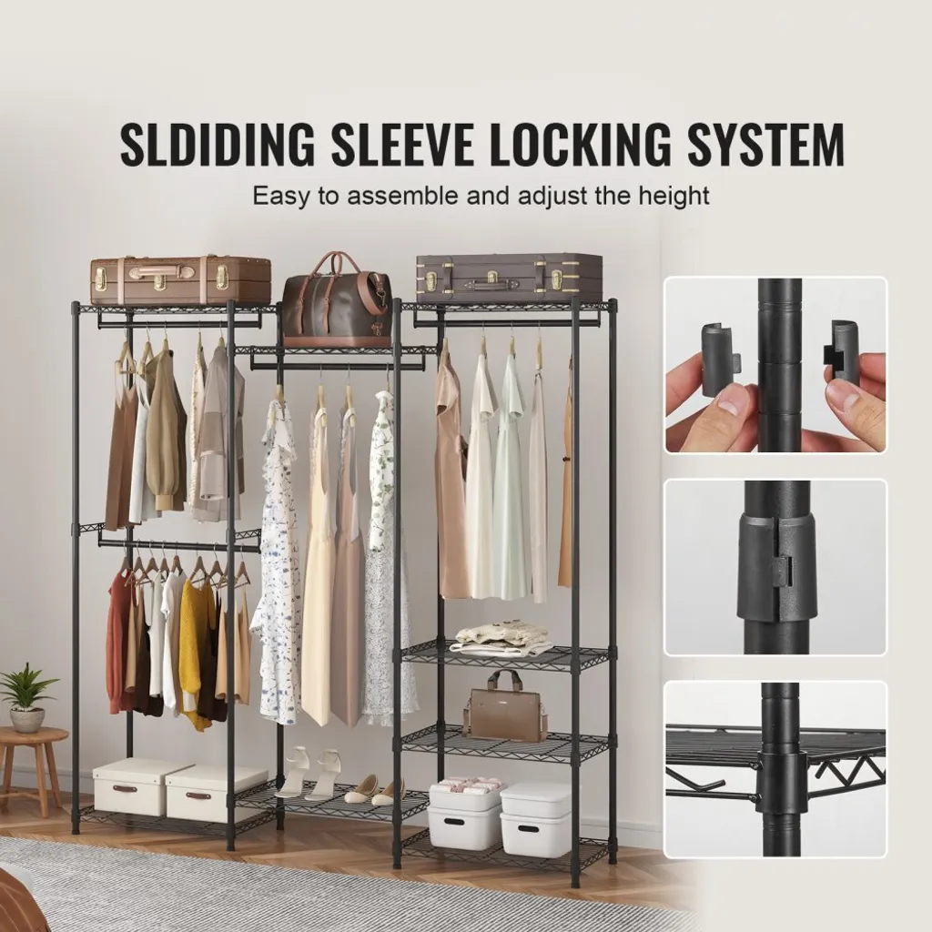 Porte-manteau professionnel robuste capacité 362 kg avec 3 tringles - 5
