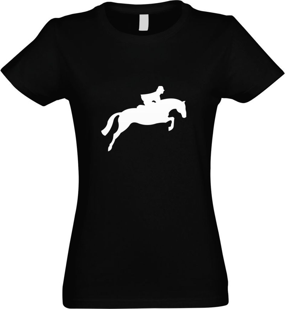 Kiwistar - T-Shirt tailliert - Damen - schwarz - Springreiten - Jumping - Springen - mit Motiv Bedruckt - Funshirt Design - Sport - Freizeit - Dame...