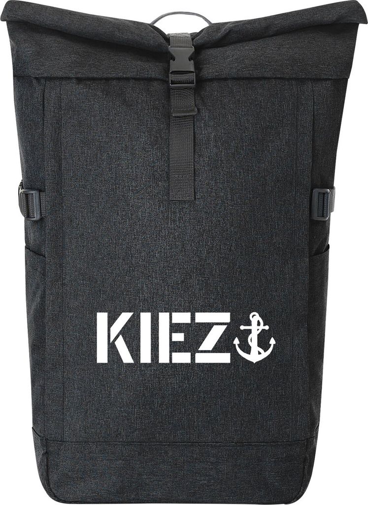 Huuraa Kurierrucksack Kiez Anker 30-44 Liter Black Melange Fairtrade Rolltop Rucksack Geschenkidee